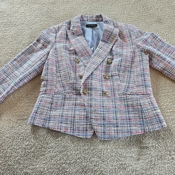 Talbots Pastel Tweed Double-Breasted Blazer in Pink, Blue, Lavender - Picture 12 of 15